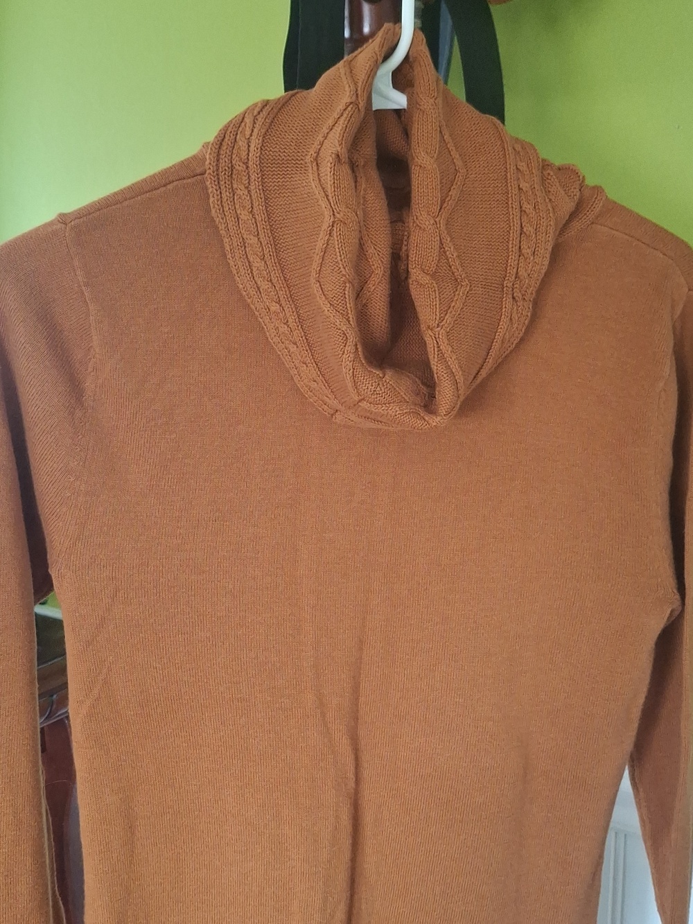 sahalie Cable Knit Turtleneck Sweater in Camel